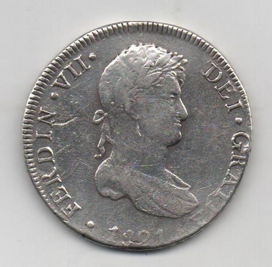 ESPAÑA FERNANDO VII DEL AÑO 1821 DE 8 REALES